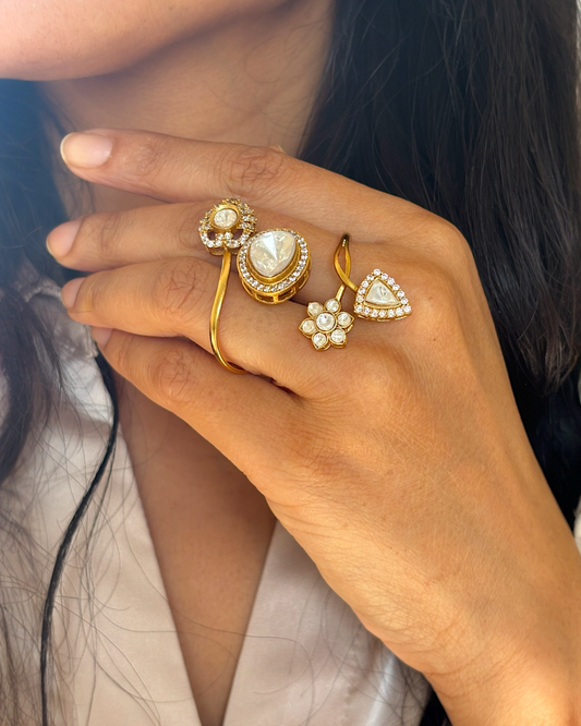 Anokhi Polki Dual Finger Ring