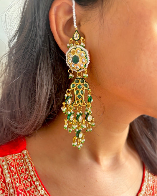 Sumana Kundan Earrings with Ear chains