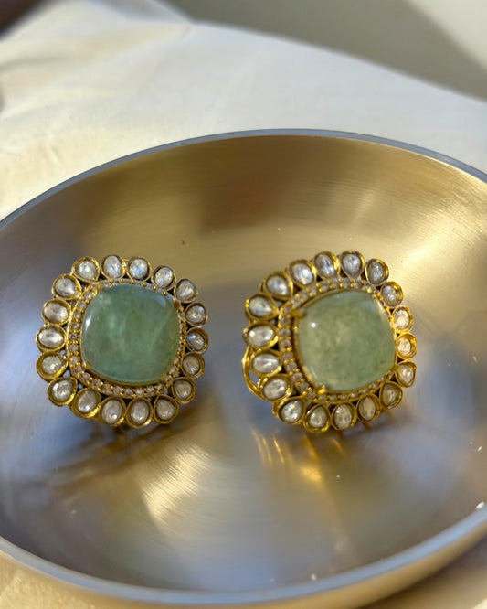 Meera Mint green Polki studs