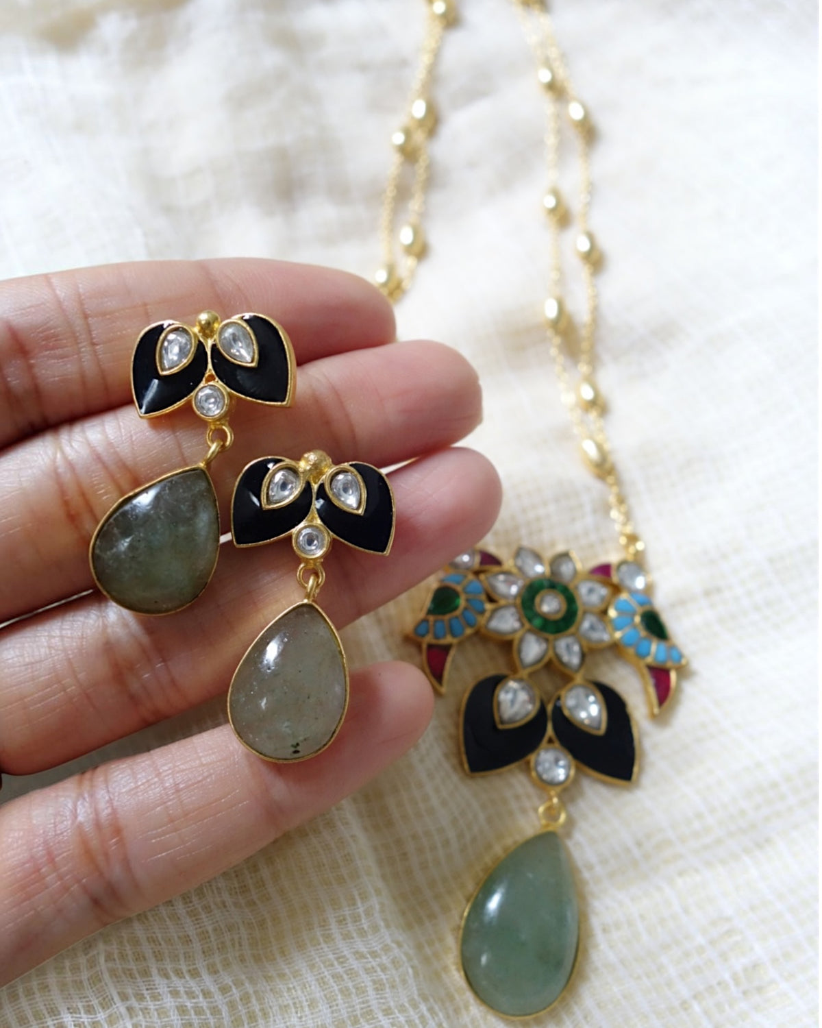Gulnaar dual birds Necklace set