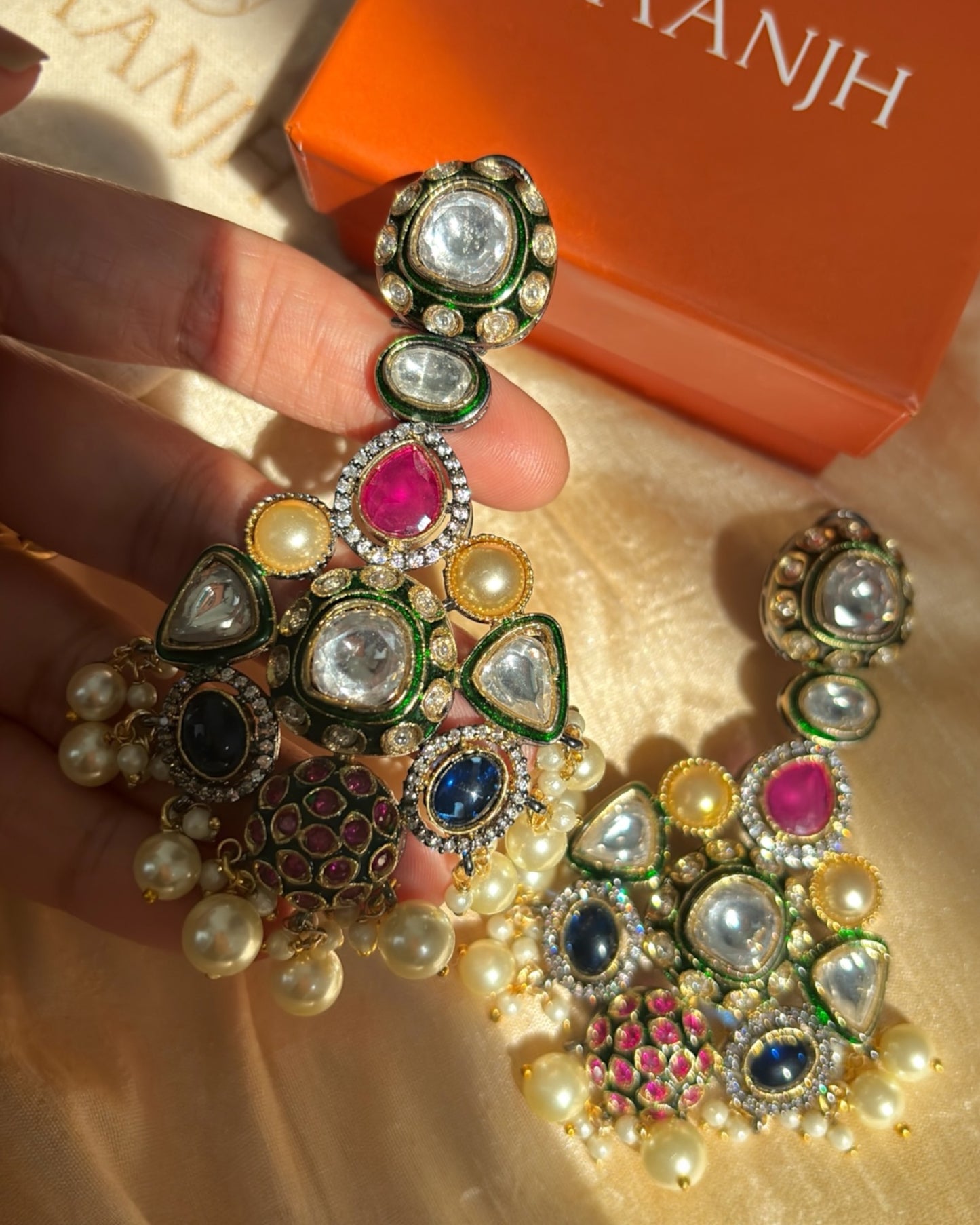 Jodha Kundan Long Earrings