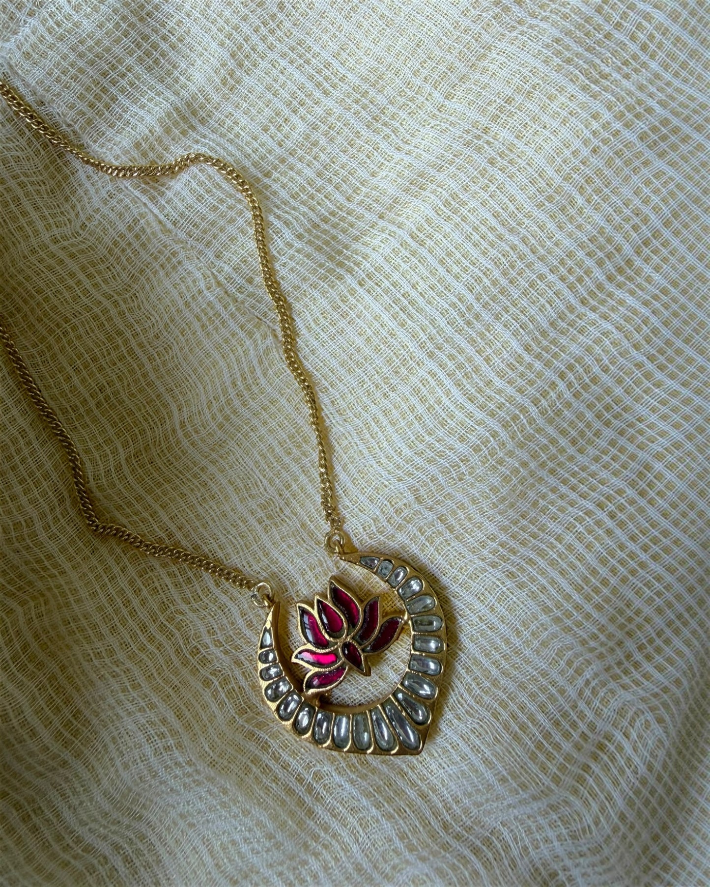 Ruby Lotus Charm Neckpiece
