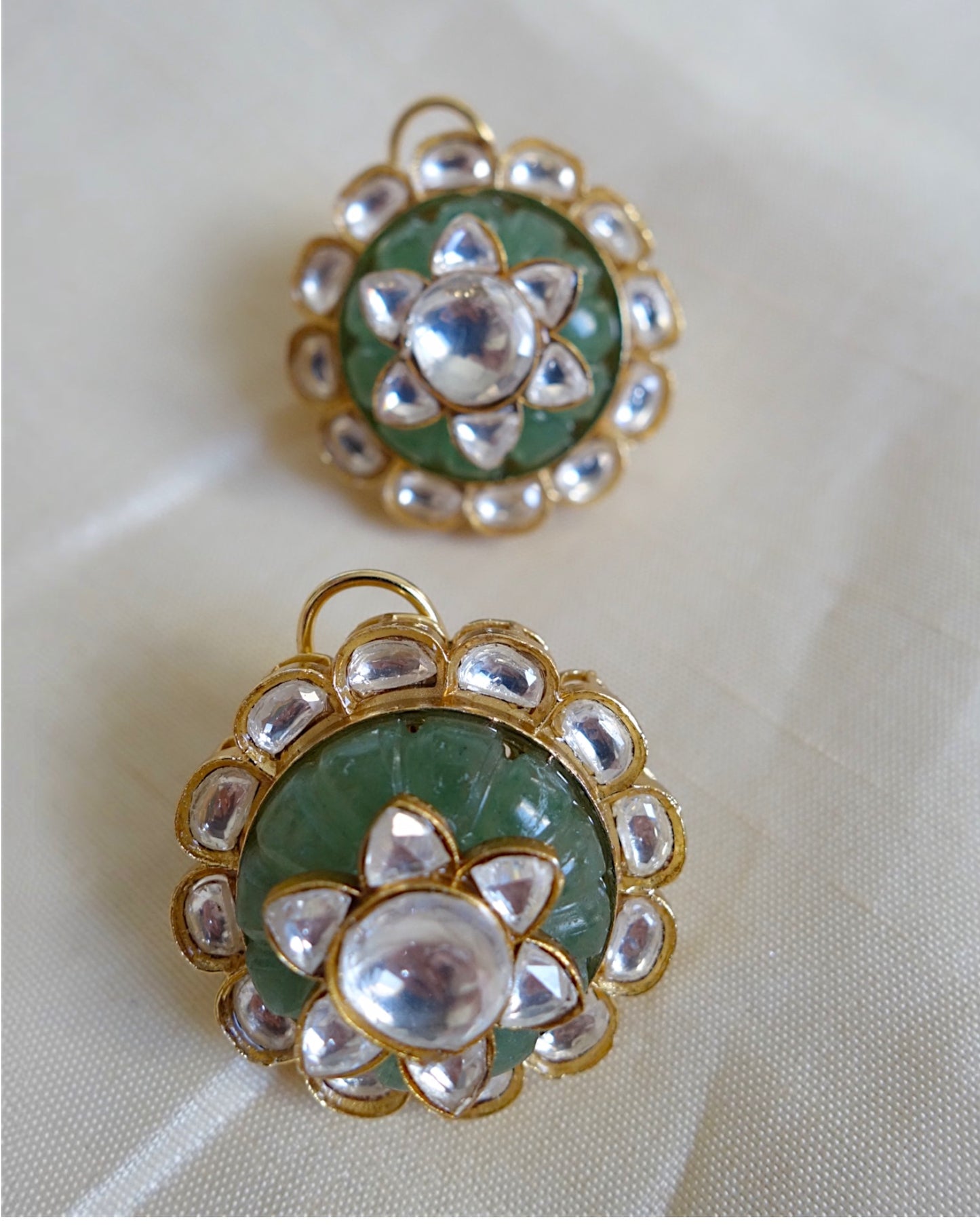 Mint Green Kundan overlay studs