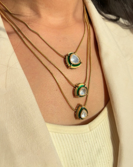 Tarini Triple Layered Necklace with Earrings