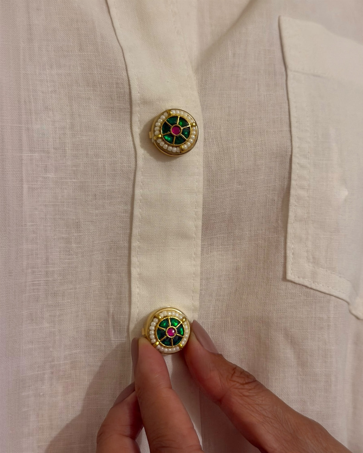 Chakra Green Button Clips (set of 2)