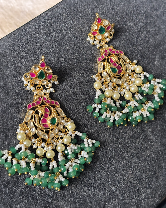 Mayuri Kundan earrings with multicoloured stones