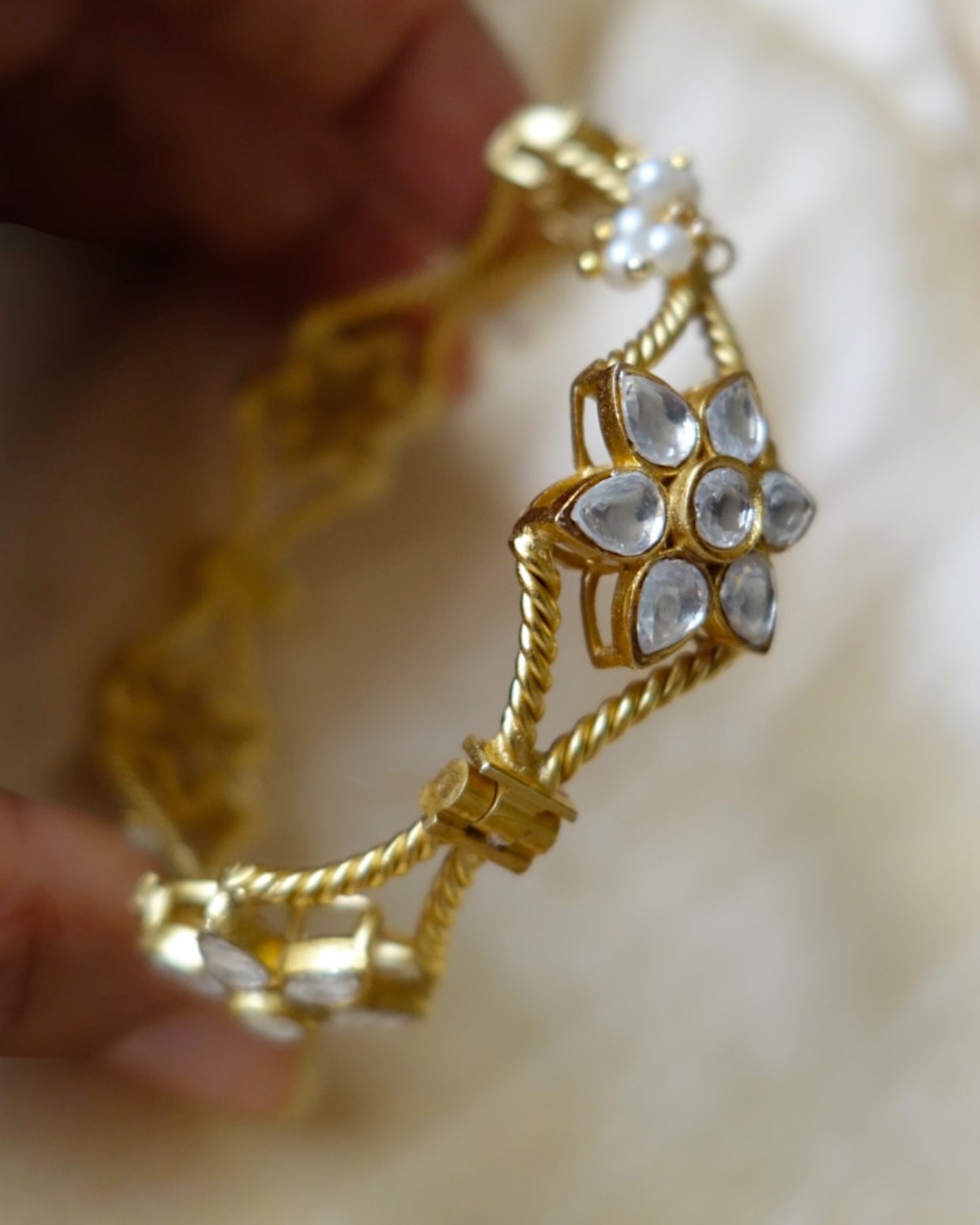 Phool Openable Kundan Bracelet