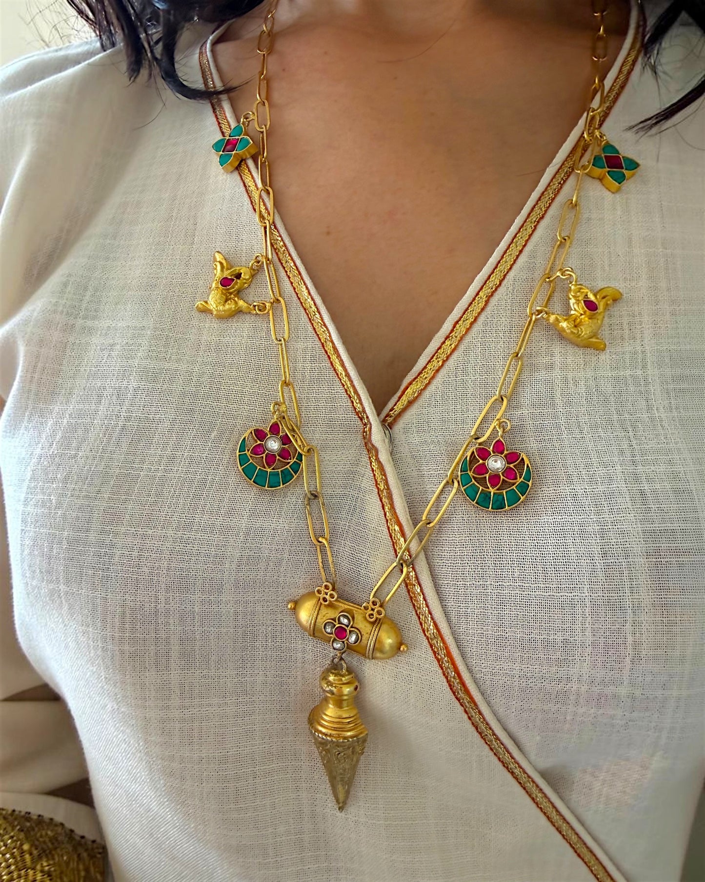 Floral and crescent Motif Neckpiece