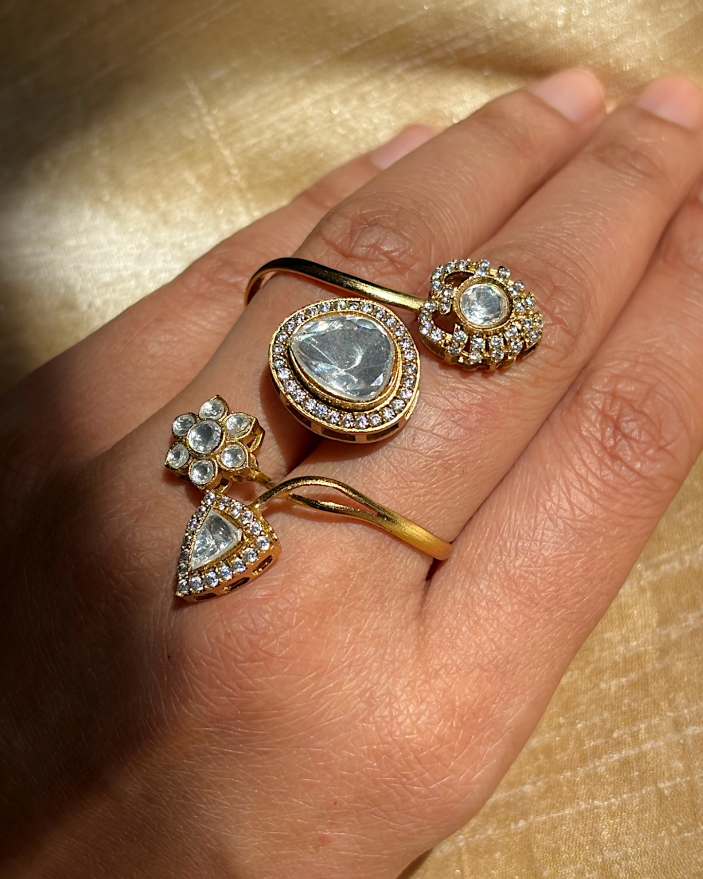 Anokhi Polki Dual Finger Ring