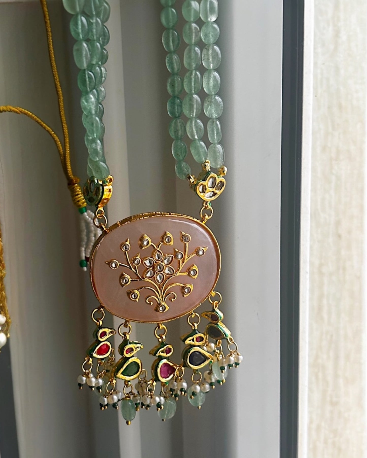 Rose Quartz Tree Of Life Necklace