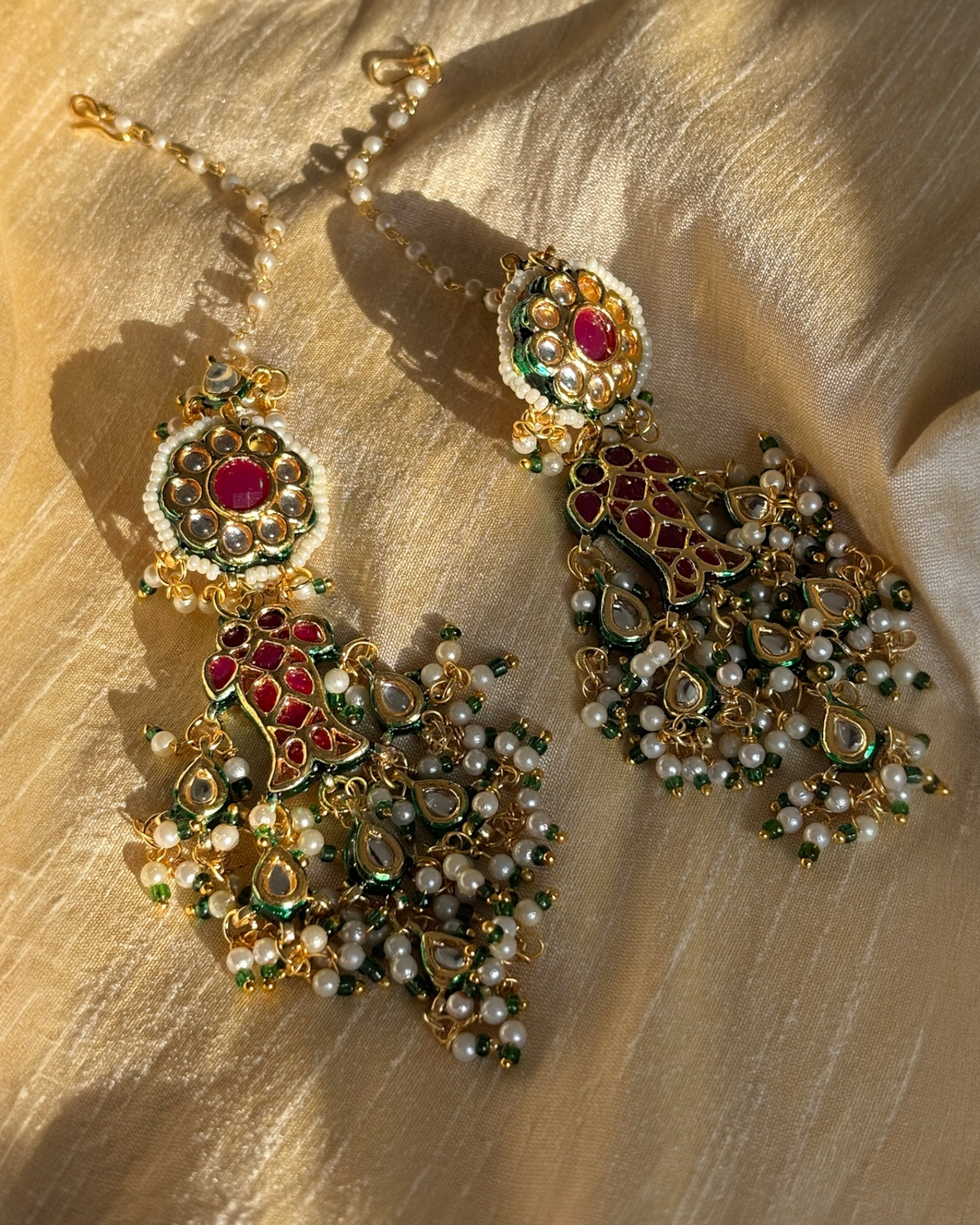 Sumana Ruby earrings with ear chains