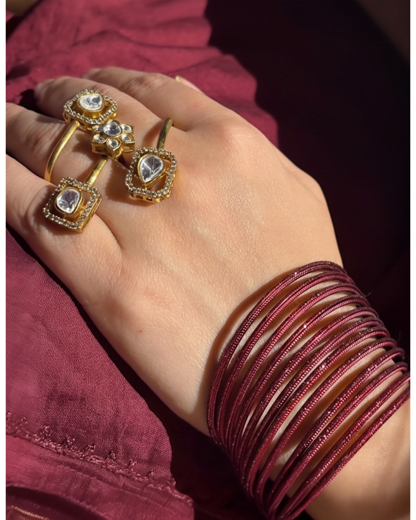 Supriya Dual Finger Kundan ring