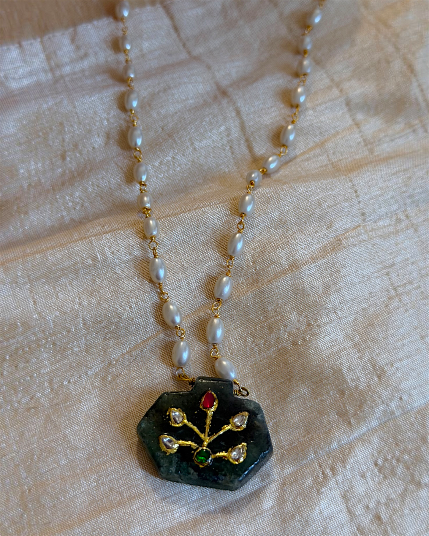 Sage green stone neck piece