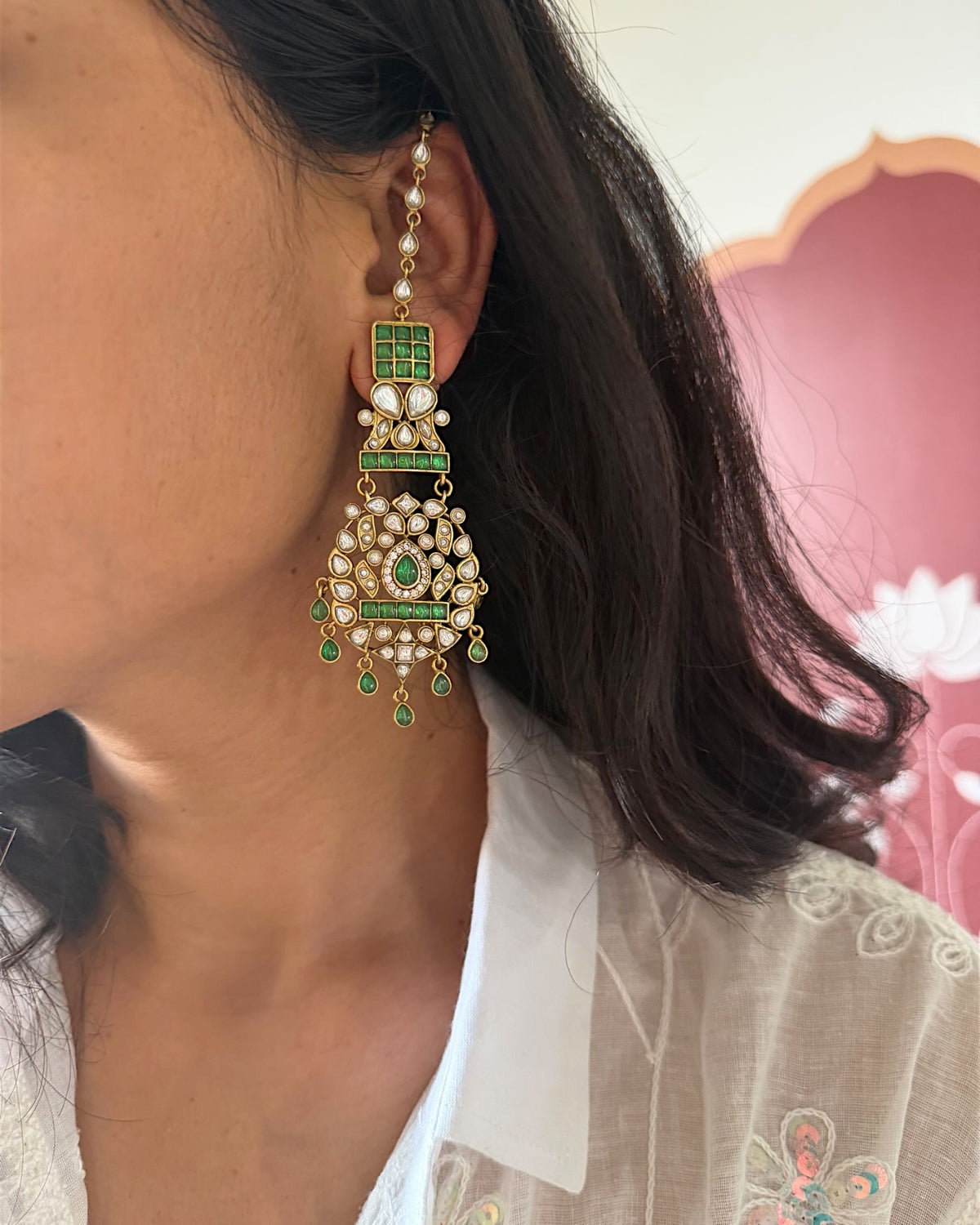 Kritika earrings with ear chain