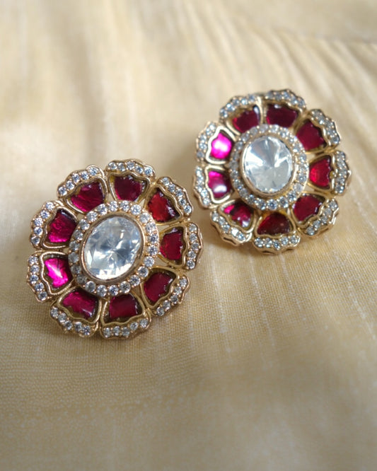 Manjari Ruby Kundan Studs
