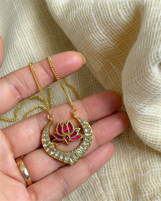 Ruby Lotus Charm Neckpiece