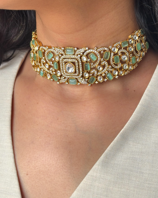 Tulika mint green Kundan Choker set