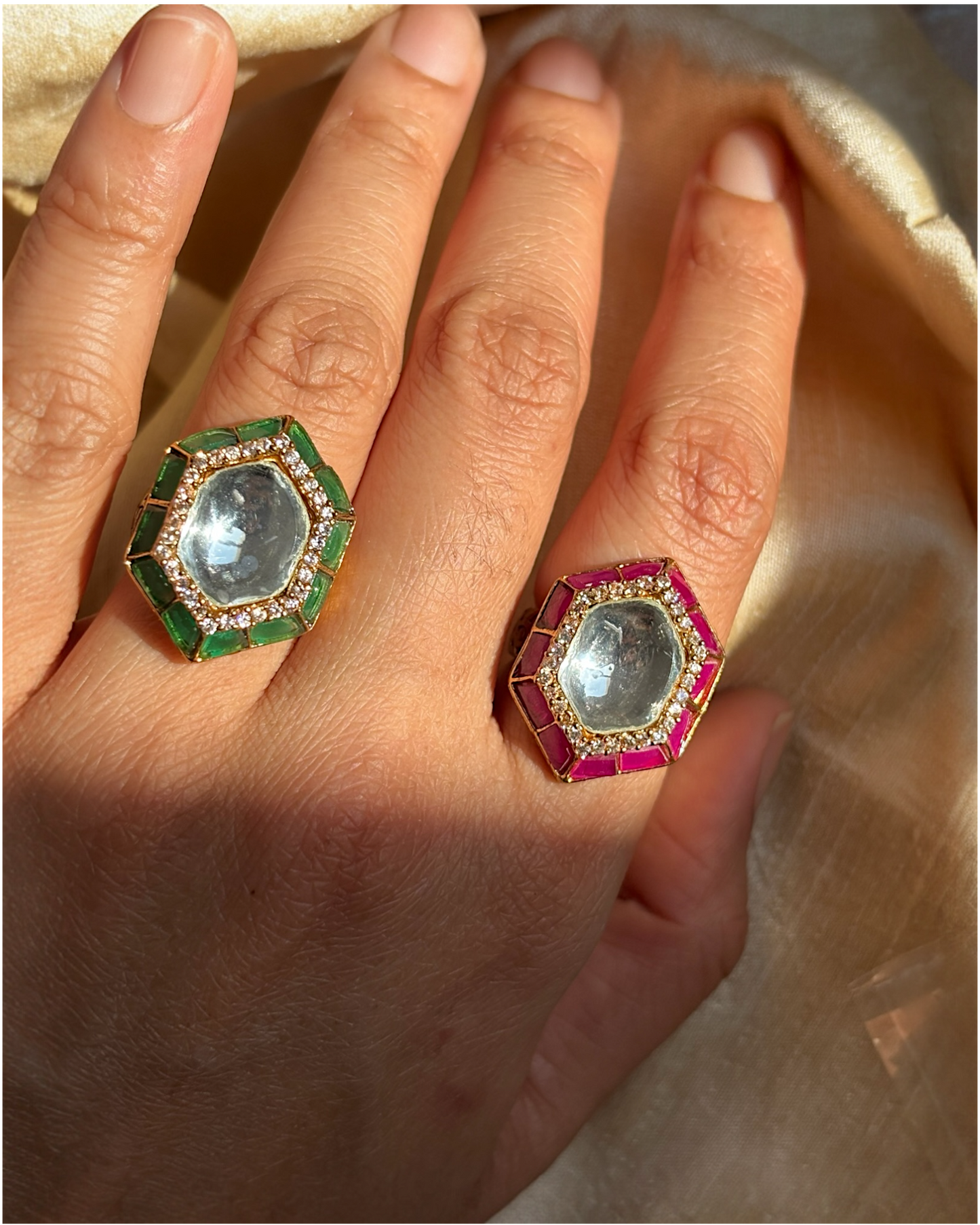 Nayika Green Meenakari Ring