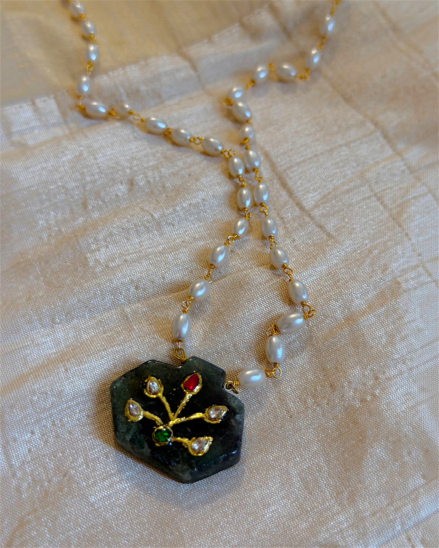Sage green stone neck piece