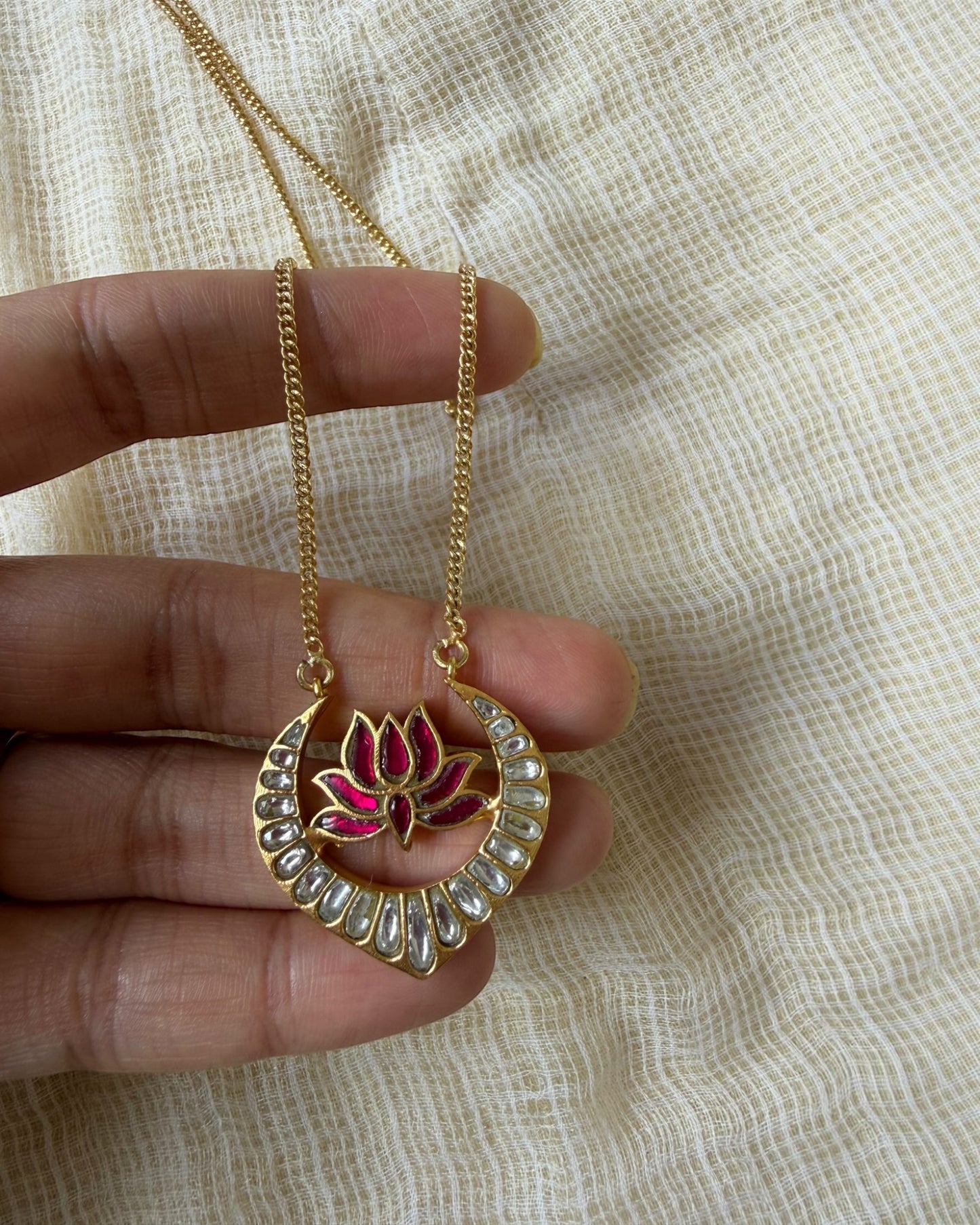 Ruby Lotus Charm Neckpiece