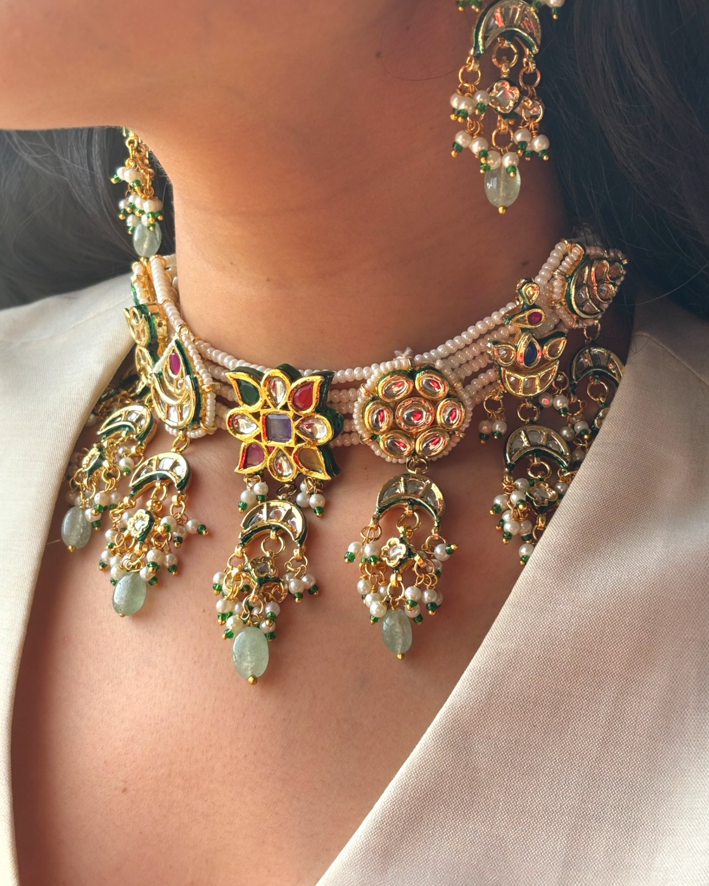 Navratna Kundan Necklace set