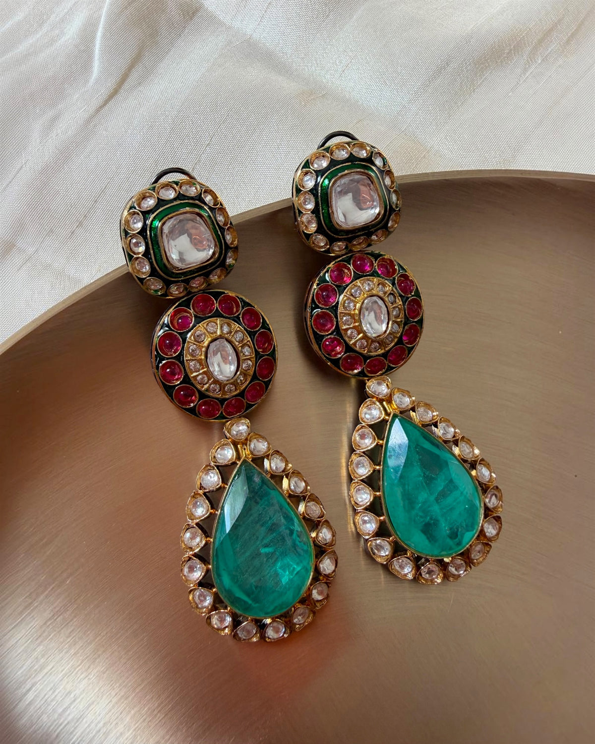 Paridhi Emerald Long Earrings