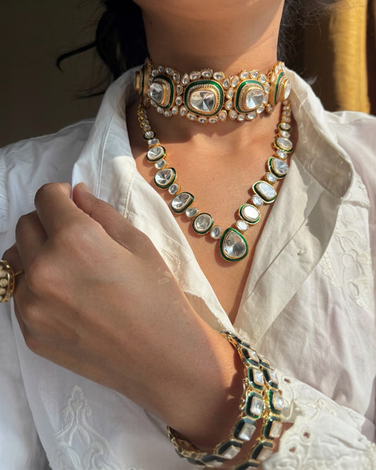 Kusha All Polki Necklace with Earrings
