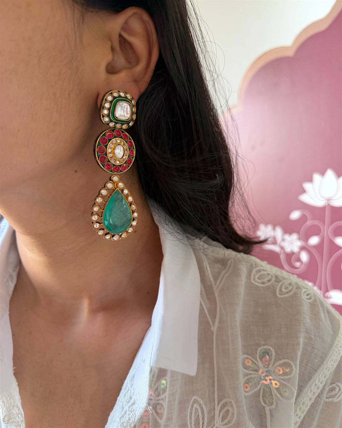 Paridhi Emerald Long Earrings