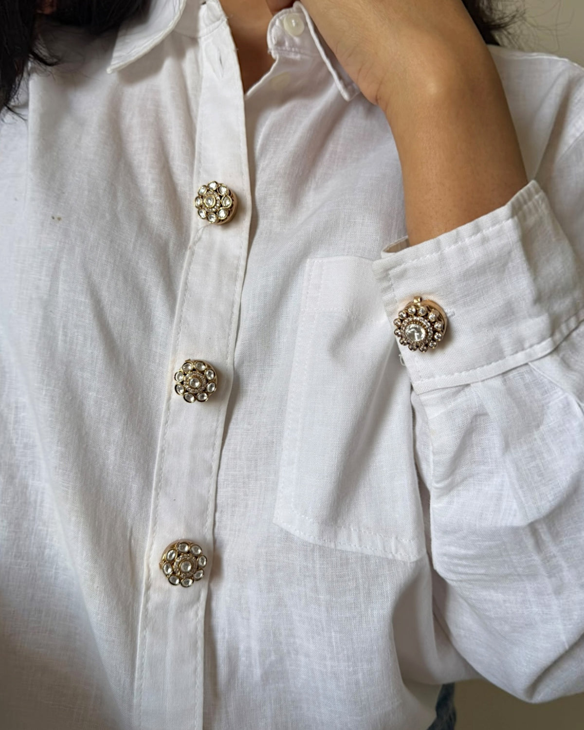 Juhi Polki button clip (set of 2)