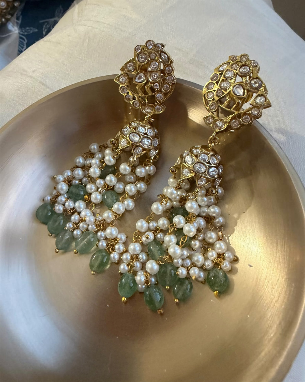 Ditya ivory pearl Jhumkas