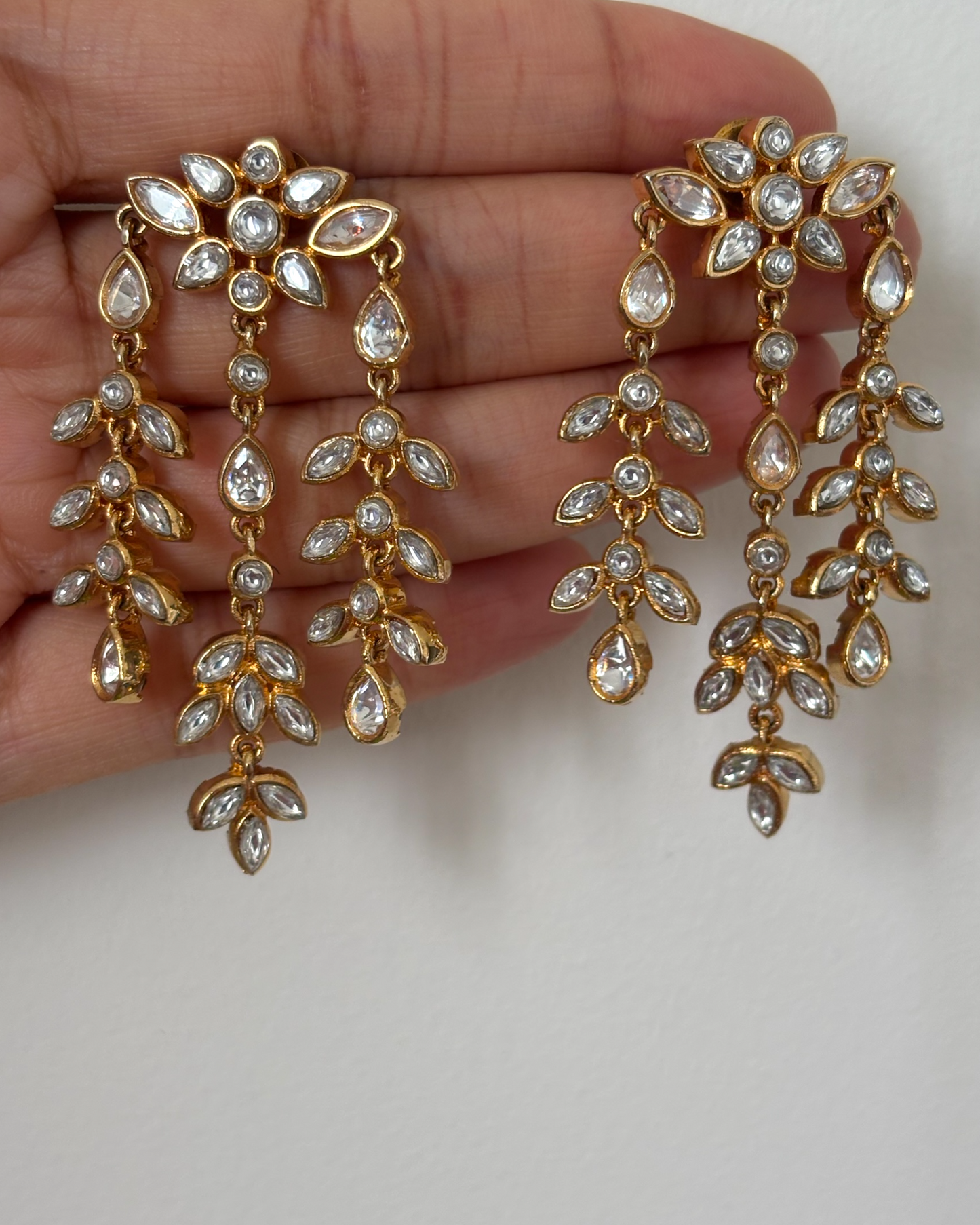 Jheel Moissanite Polki Long Earrings
