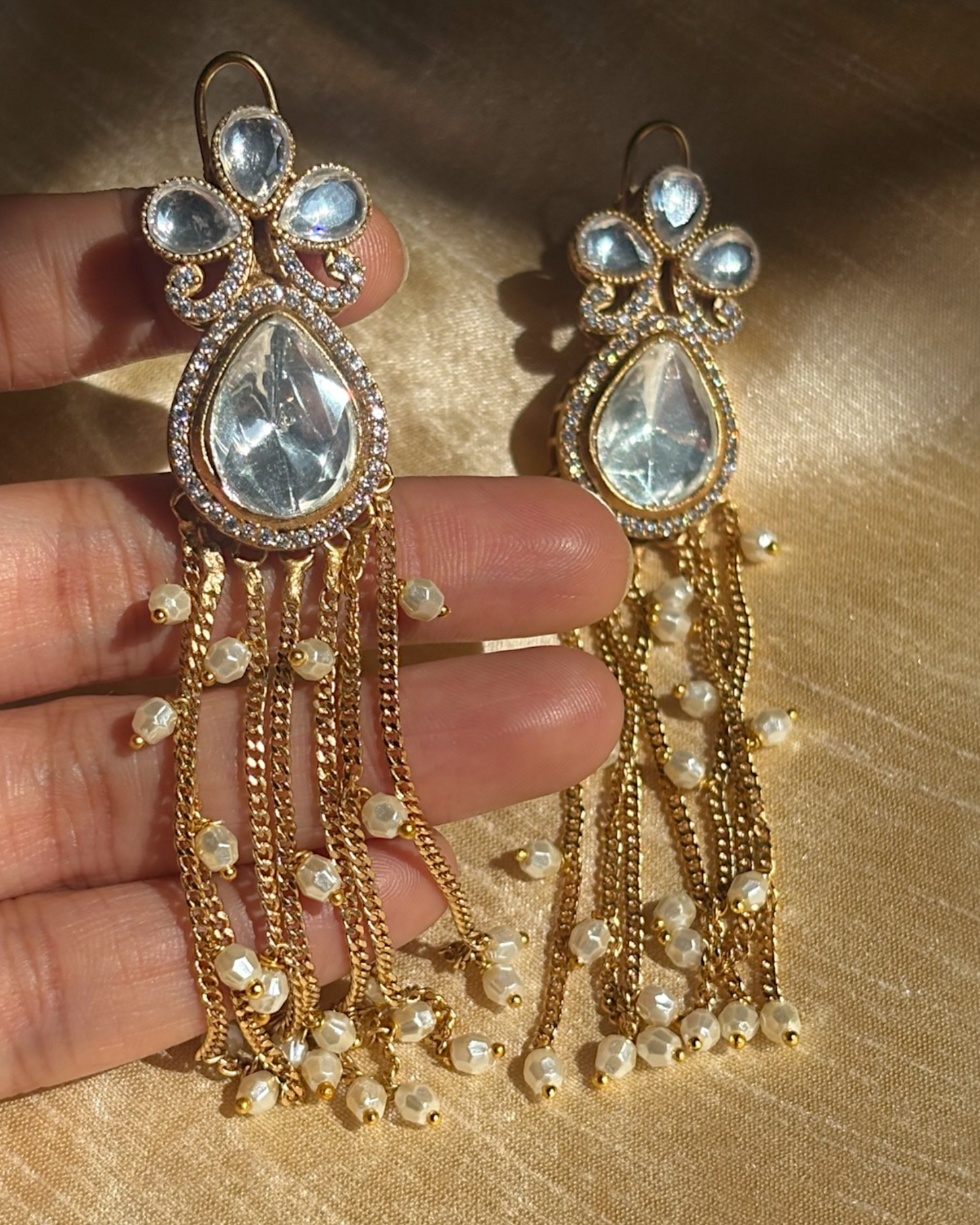 Karishma Long Polki Earrings