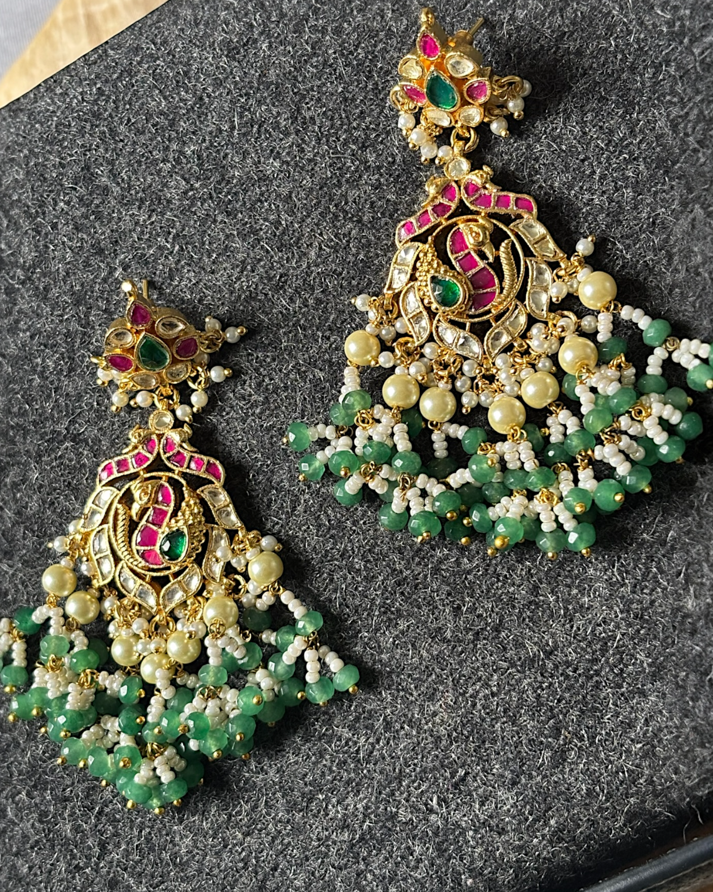 Mayuri Kundan earrings with multicoloured stones
