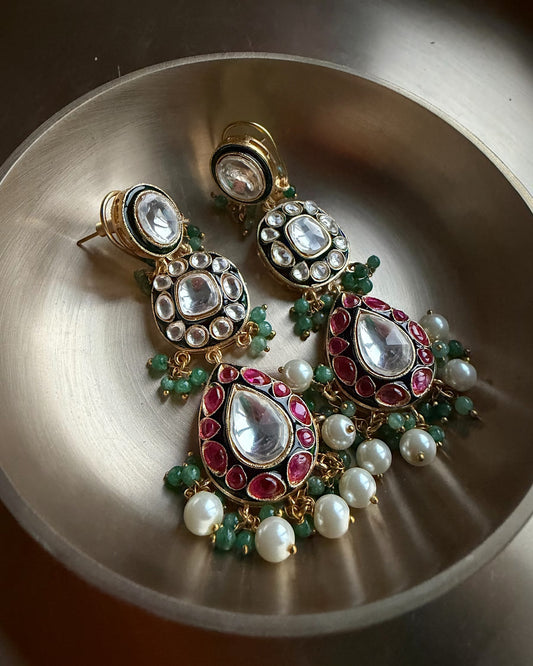 Tara Polki Long Earrings
