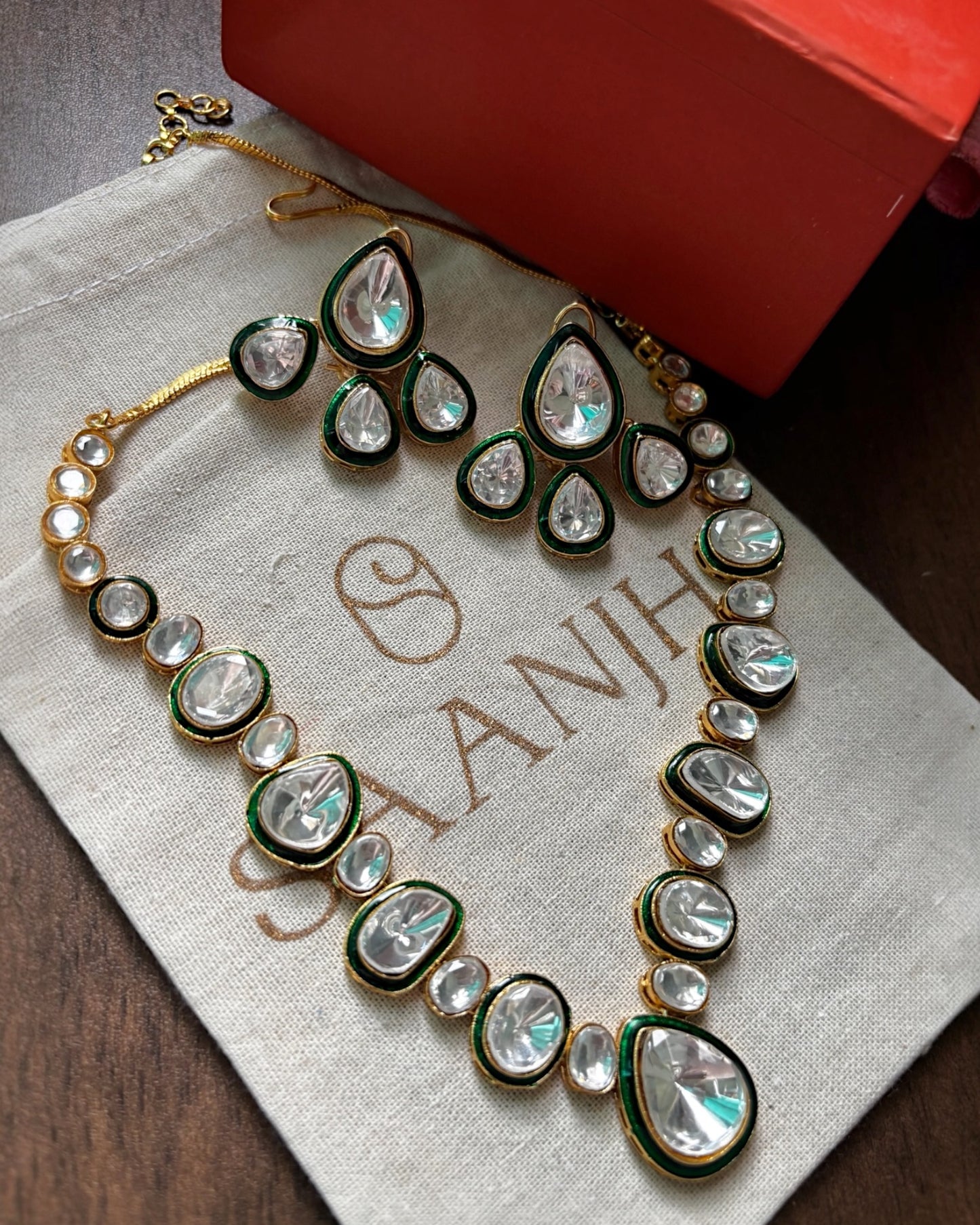 Kusha All Polki Necklace with Earrings