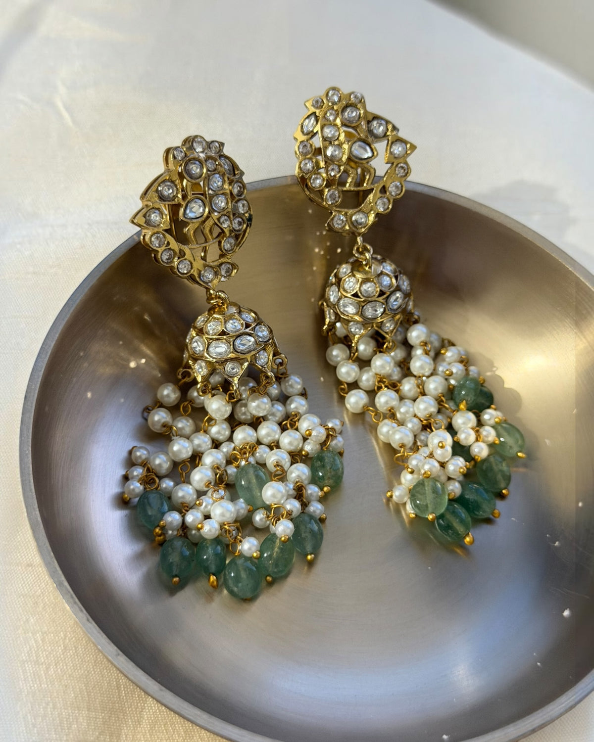 Ditya ivory pearl Jhumkas