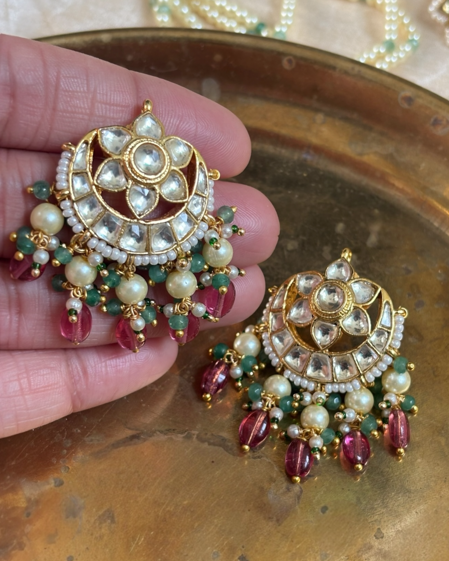 Shruti Kundan studs with ruby drops