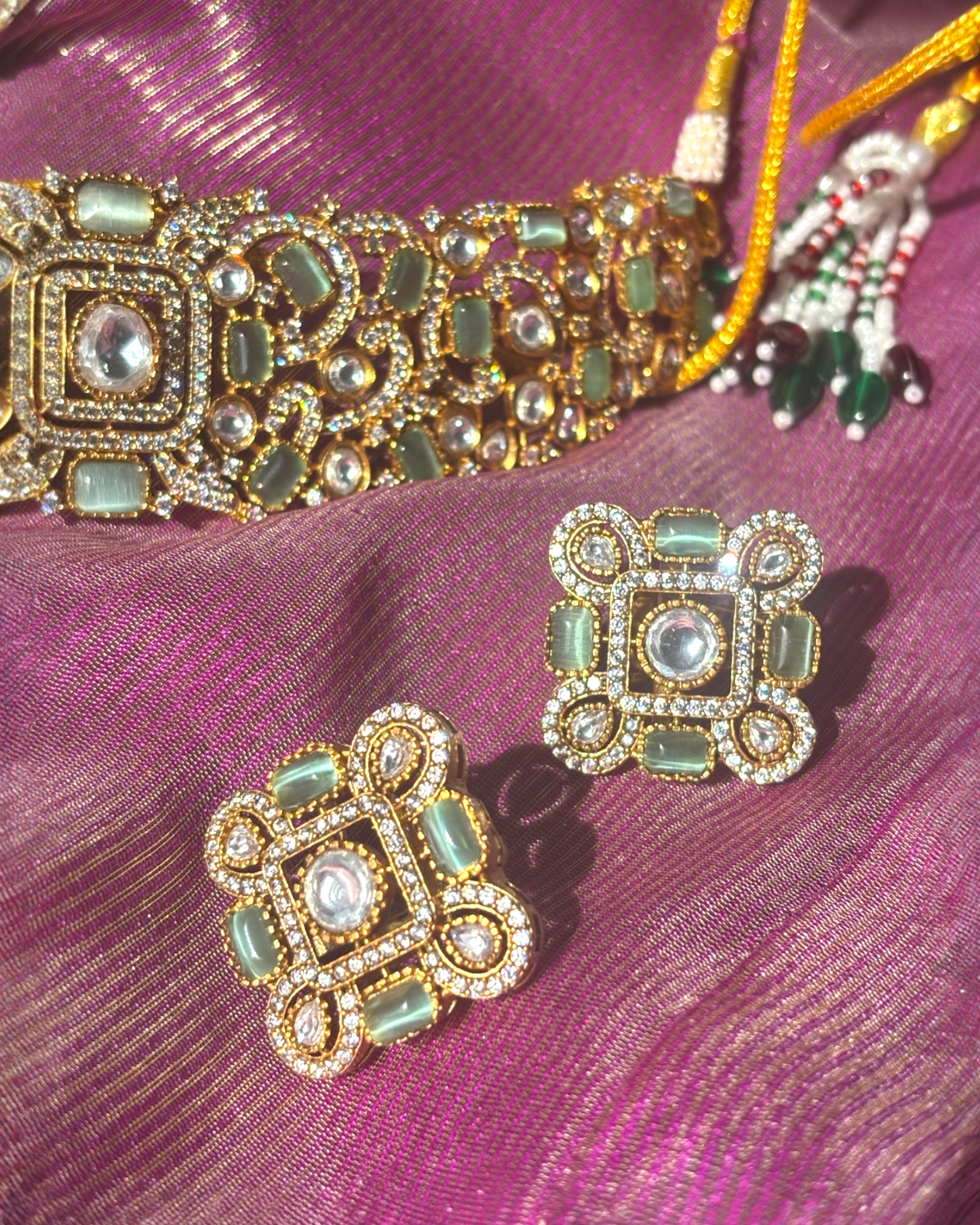 Tulika mint green Kundan Choker set