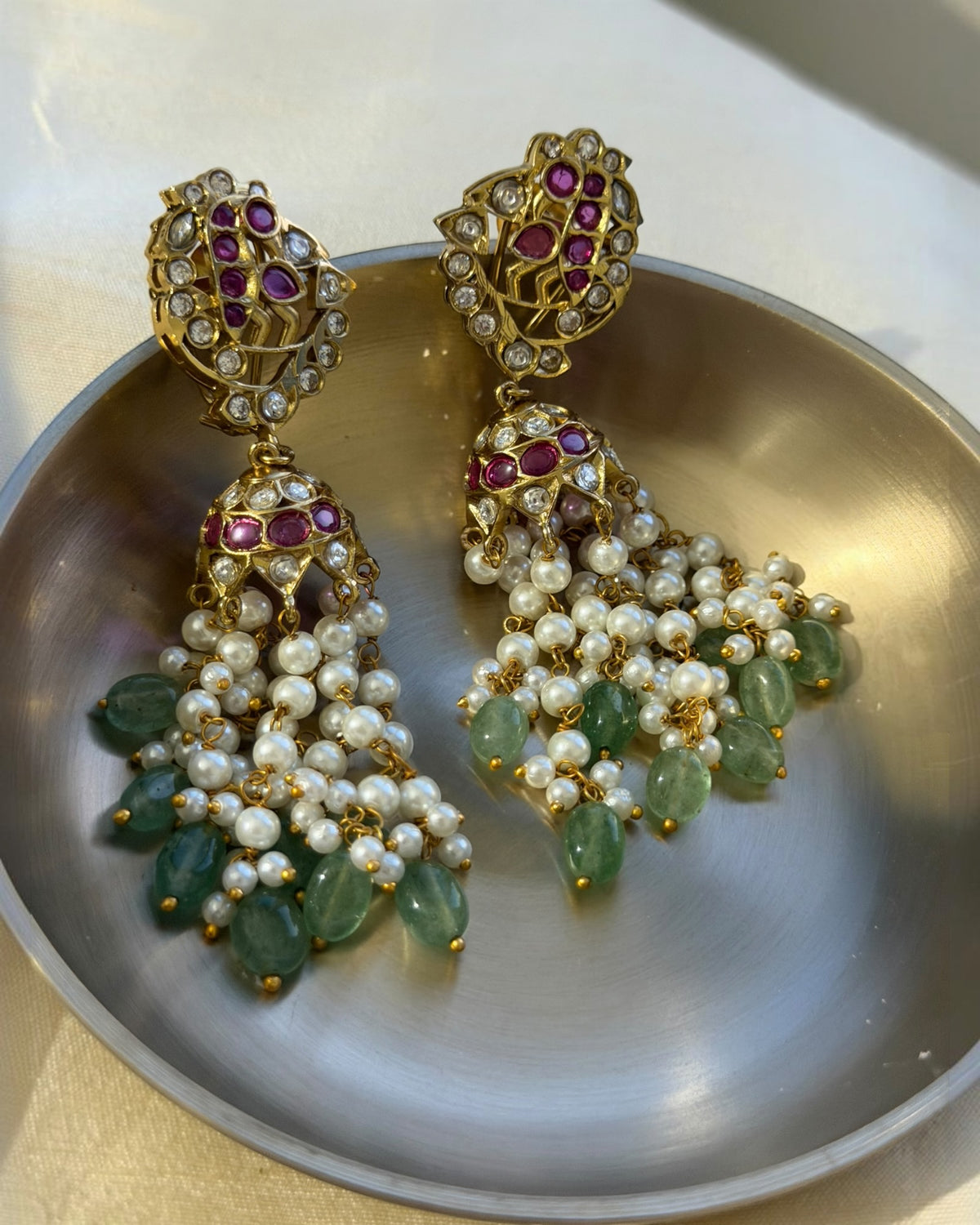 Ditya Ruby and Pearl Jhumkas