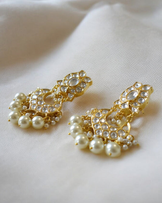 Priya Kundan & Pearl Earrings