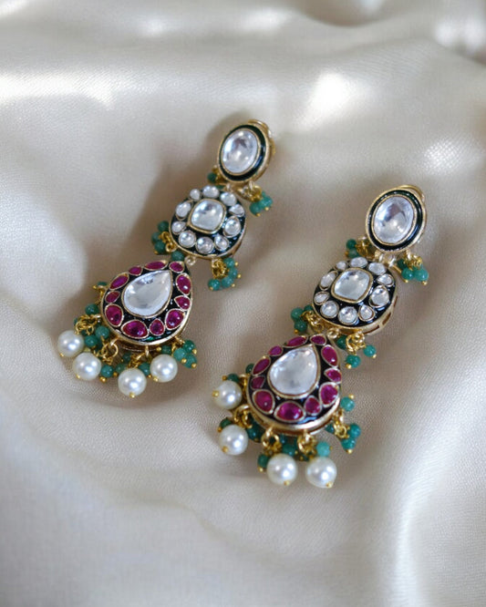 Tara Polki Long Earrings