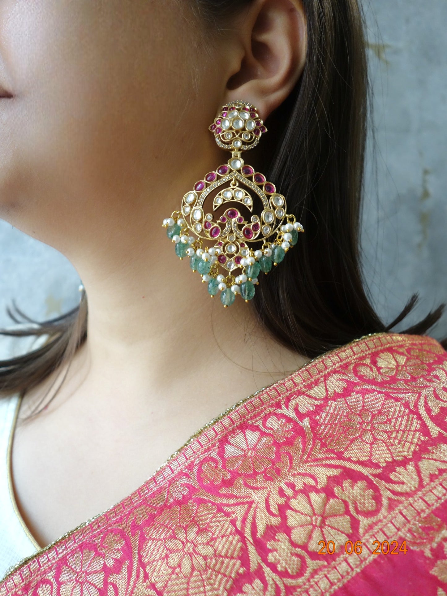 Vedika Kundan Long Earrings