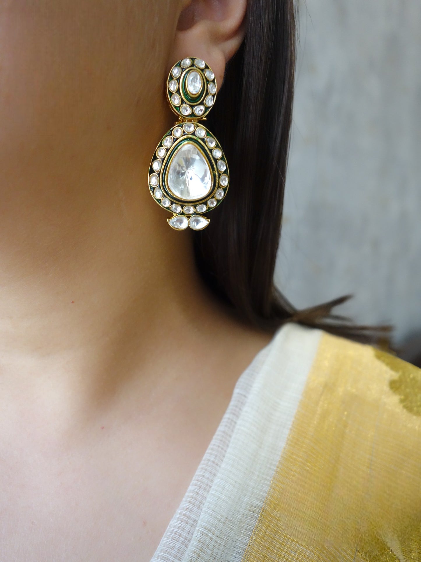 Maya Kundan Meenakari Earrings