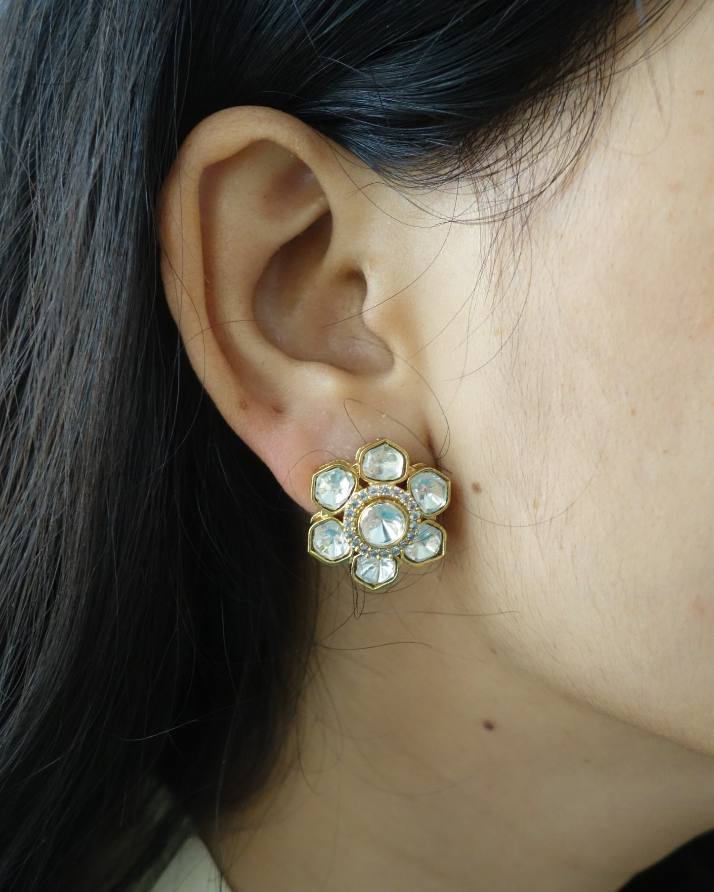 Mini Phool Six Petal Kundan Studs