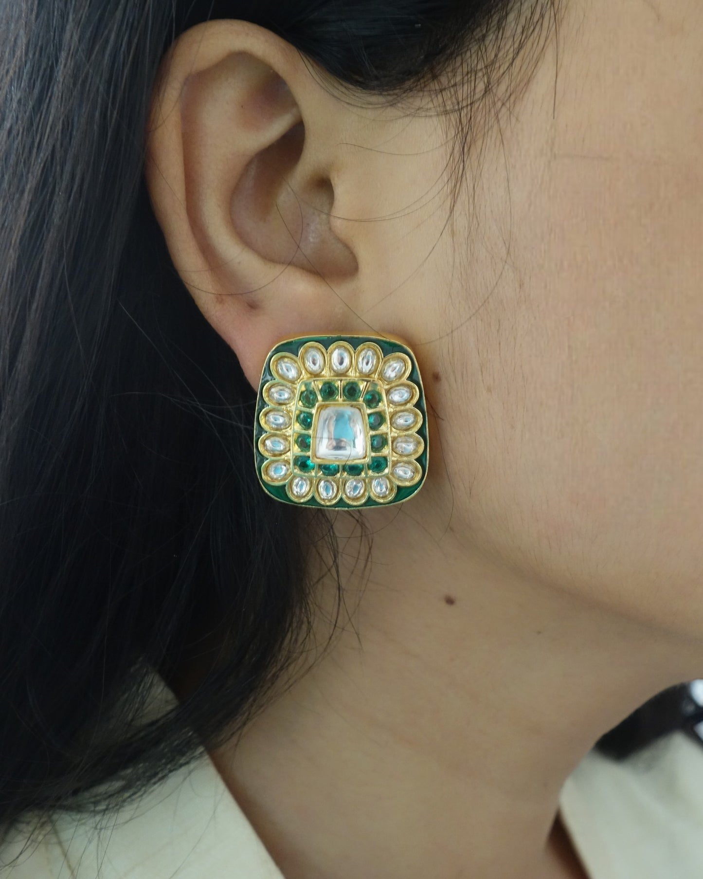 Meera oversized Kundan Studs