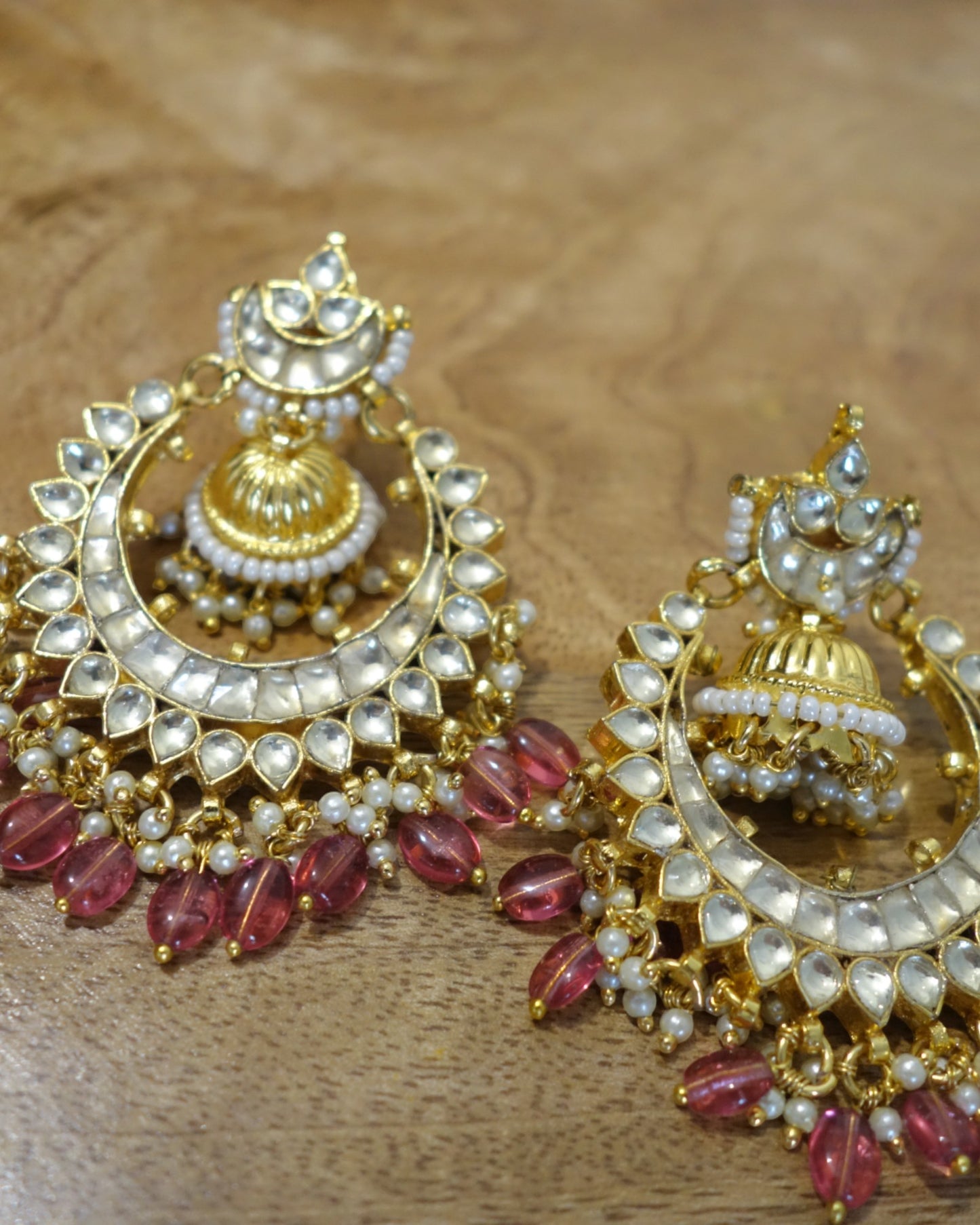 Esha Kundan Earrings with Ruby Drops