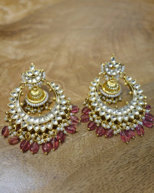 Esha Kundan Earrings with Ruby Drops