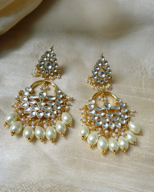 Mogra Kundan Earrings with Pearls