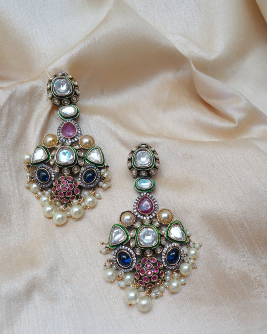 Jodha Kundan Long Earrings