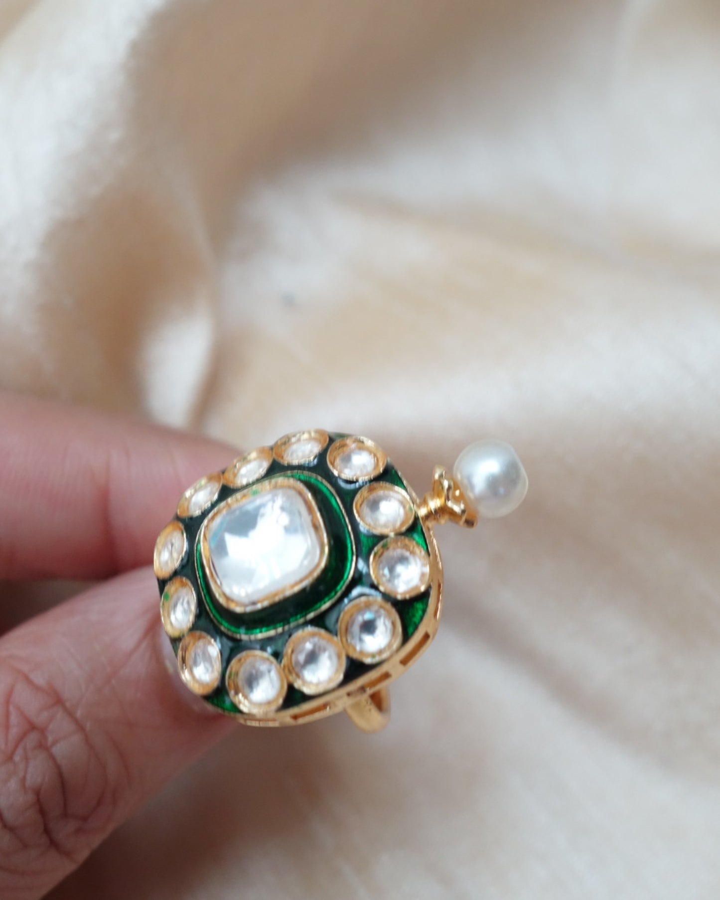 Kripa Kundan Pearl Ring